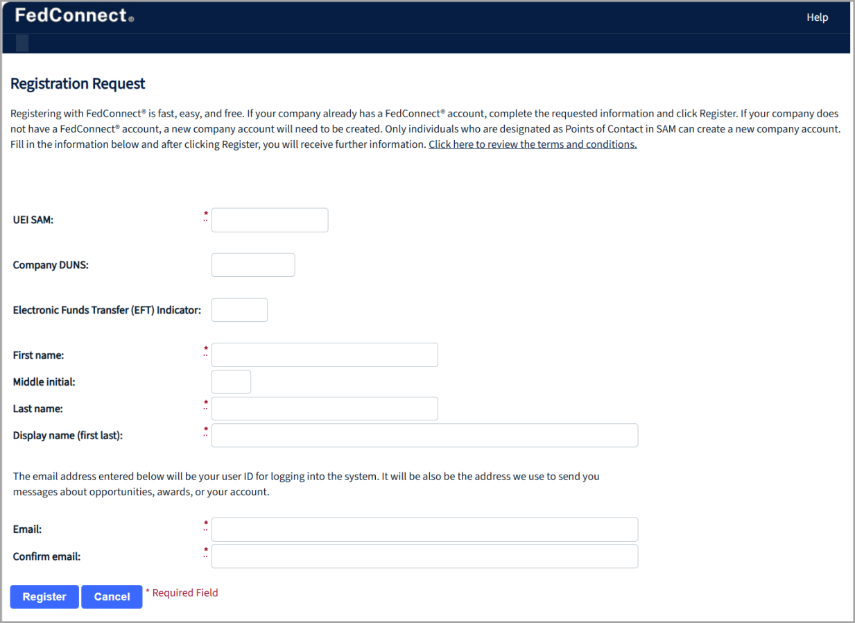 Registration Request Page